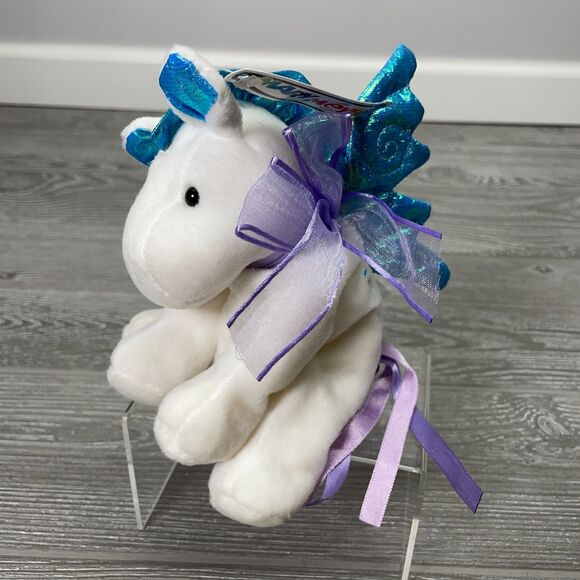 Vintage 2000 Mary Meyer White Pegasus Beanbag Plush Girl Scouts Flying Up New - Picture 2 of 12